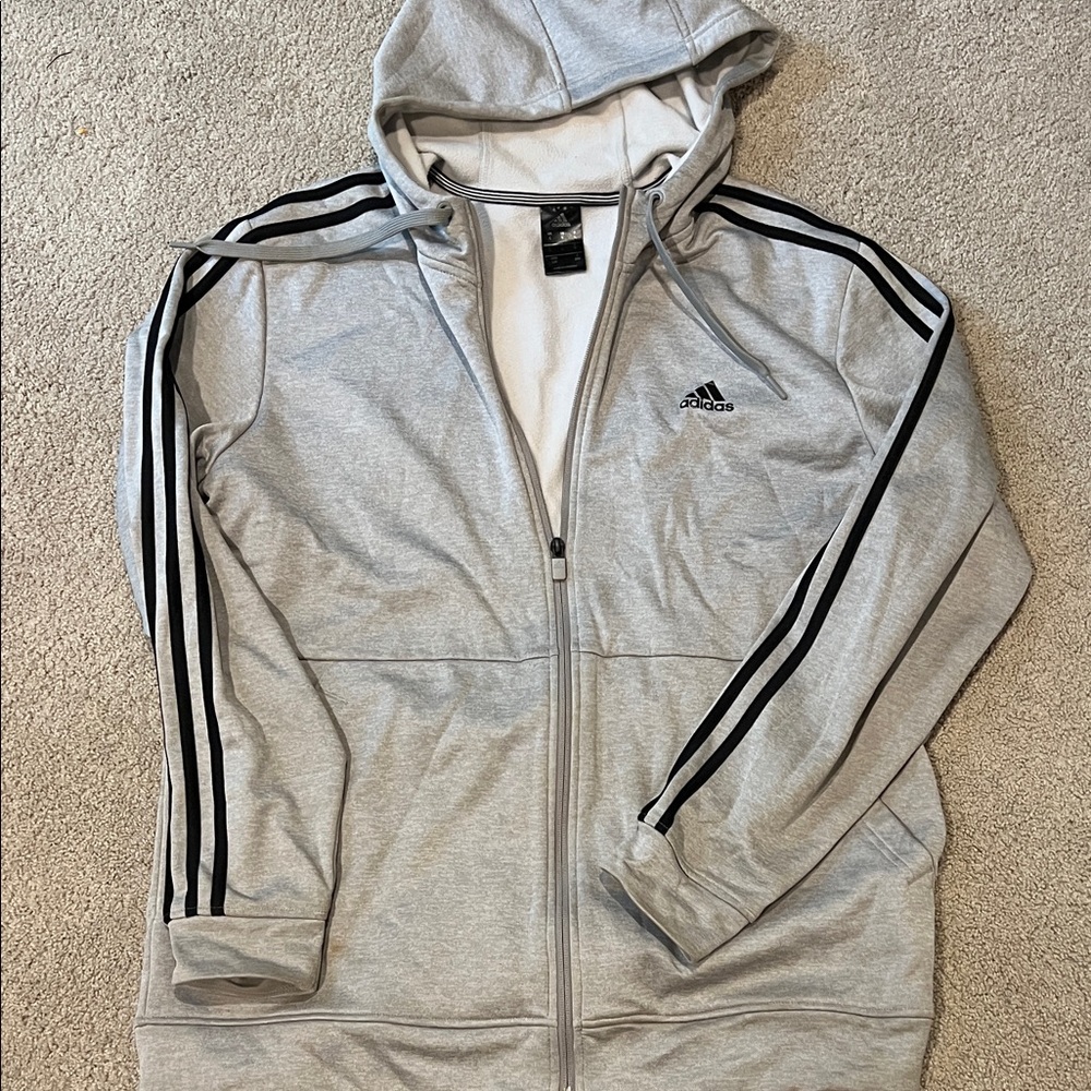 Adidas Men's Light Gray Zip-Up Jacket